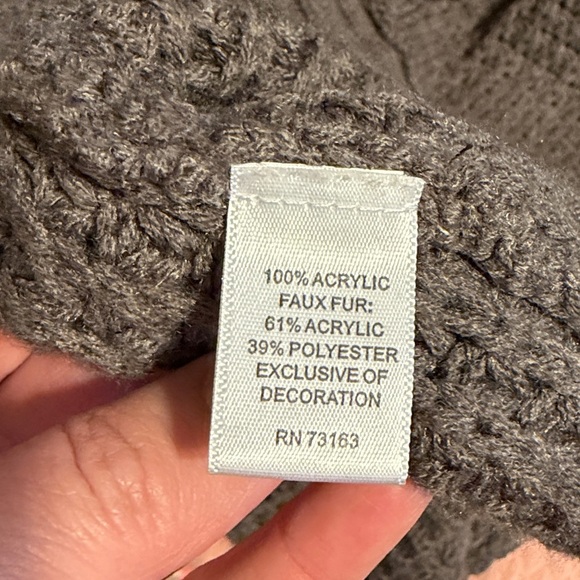 Cupio women’s small 4 6 sweater cardigan Gray brown Knit faux fur ruffle knee - Picture 8 of 9